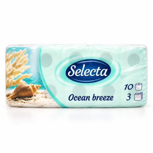 Hârtie igienică Selecta, 3 straturi, parfum Ocean Breeze, 10 role RZT Home ambalaj