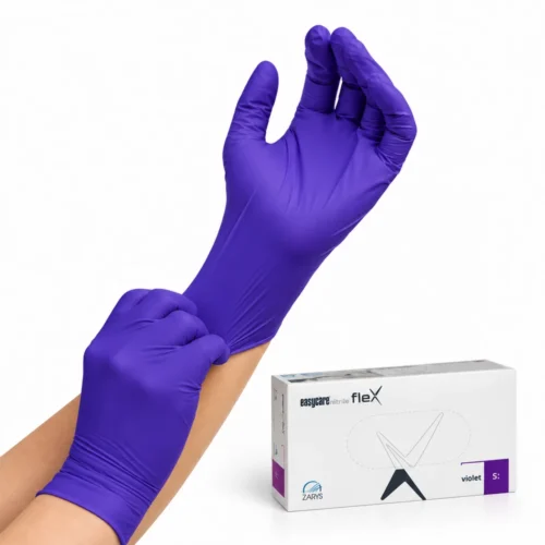 Mănuși din nitril violete, fără pudră, ambalaj 100 bucăți, Zarys EasyCare Flex