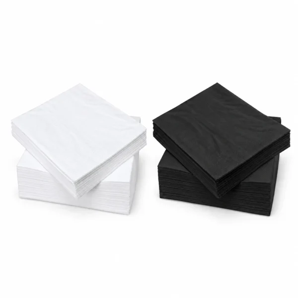 Șervețele de masă din celuloză, 1 strat, 23 × 23 cm, 1500 foi Alb-Negru