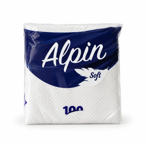 Șervețele de masă din celuloză, 1 strat, 24 × 24 cm, 100 foi RZT Home Alpin-ambalaj