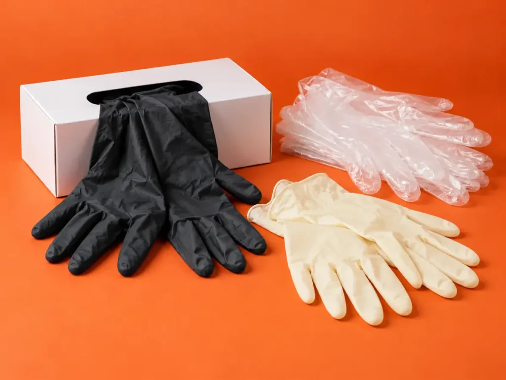 rauzette manusi protectie, nitril, latex, polietilena